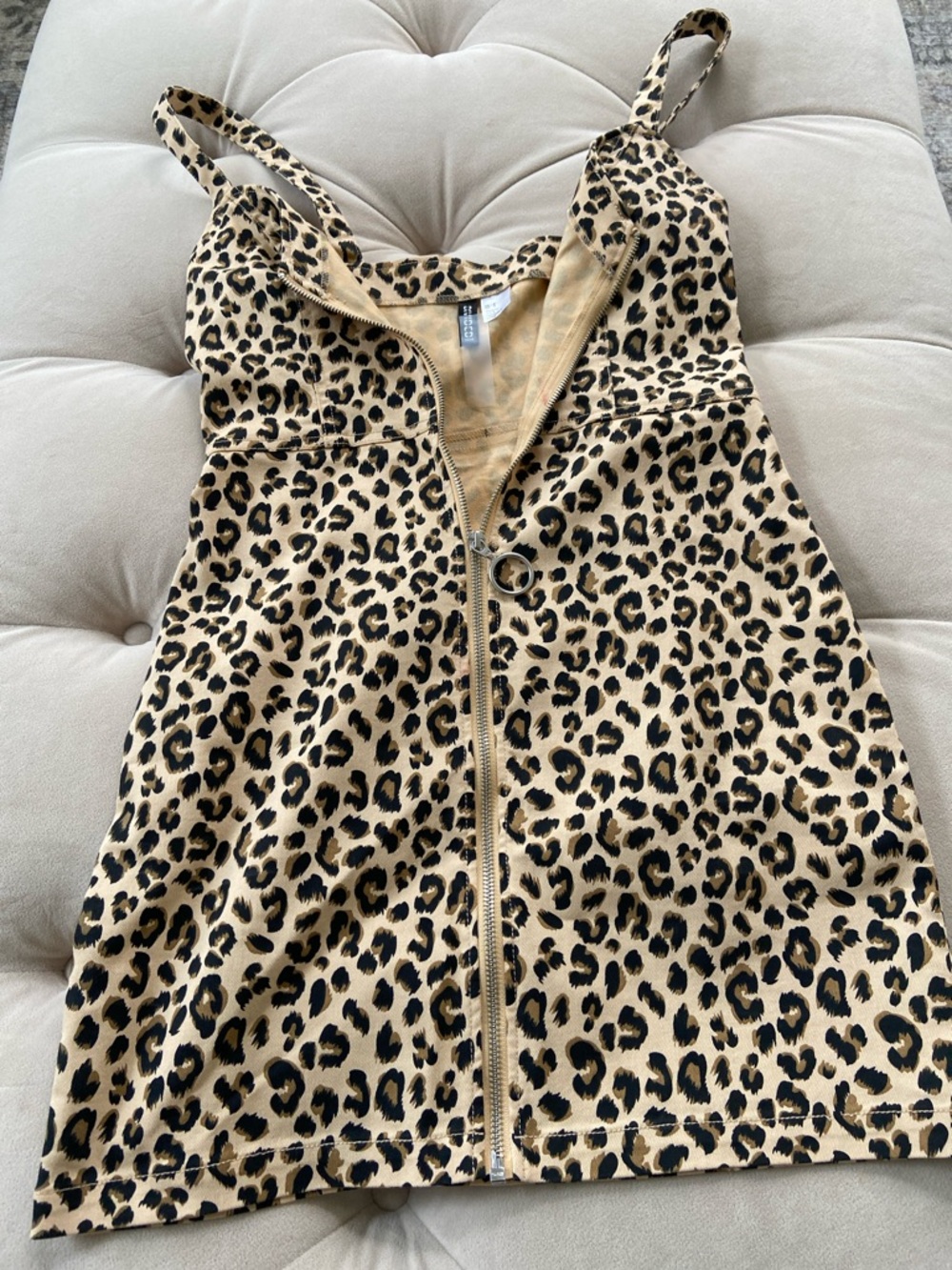 Divided Leopard Print Zip-Front Mini Dress